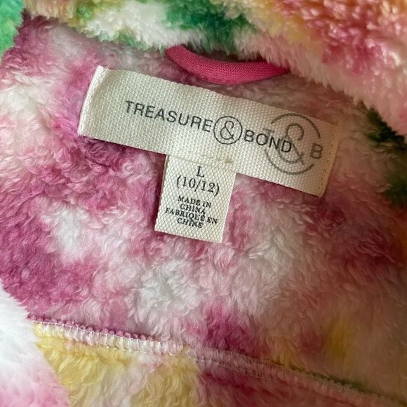 TREASURE & BOND Fleece Shirt Jacket Kids Large (10/12) Multicolor Tie Dye - Picture 7 of 11